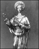 Urna di Sant'Angelo. Nuova statuina d'argento massiccio raffigurante il Santo benedicente opera del licatese Salvatore Lauria, donata da Antonino La Perna